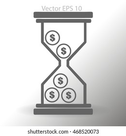 Hourglass with dollars vector illustration