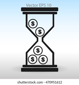 Hourglass with dollars vector illustration