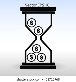 Hourglass with dollars vector illustration