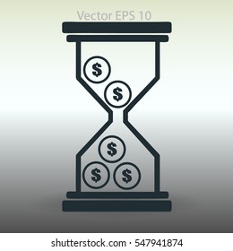 Hourglass with dollars vector illustration