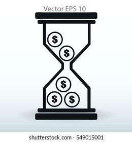 Hourglass with dollars vector illustration