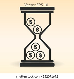 Hourglass with dollars vector illustration