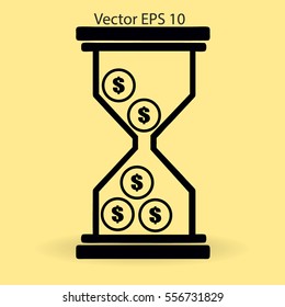 Hourglass with dollars vector illustration