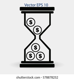 Hourglass with dollars vector illustration