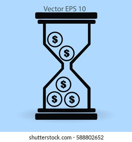 Hourglass with dollars vector illustration