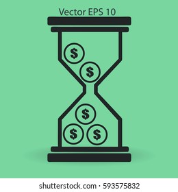Hourglass with dollars vector illustration