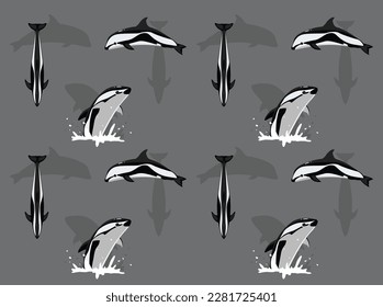 Hourglass Dolphin Cartoon Poses Seamless Wallpaper Background
