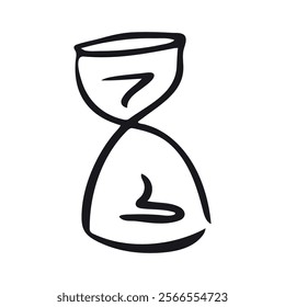 Hourglass Doodle Icon, line hand drawn time clock symbol vector design. Great for mobile app, web design, game, etc