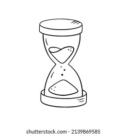 Hormigón en estilo doodle, ilustración vectorial. Esbozar reloj de arena para prind y diseño. Elemento aislado sobre un fondo blanco. Se dibuja la mano de tiempo del símbolo.