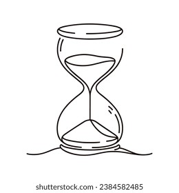 hourglass drawn with one line isolated. Vector illustration