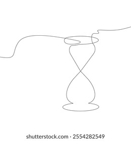 An hourglass drawn with a single line.Vector illustration