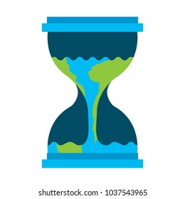hourglass with a earth globe flowing melting vector illustration