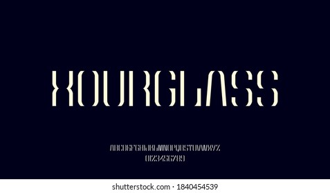 Hourglass, an elegant alphabet font and number. Premium uppercase fashion Design typography. vector illustration