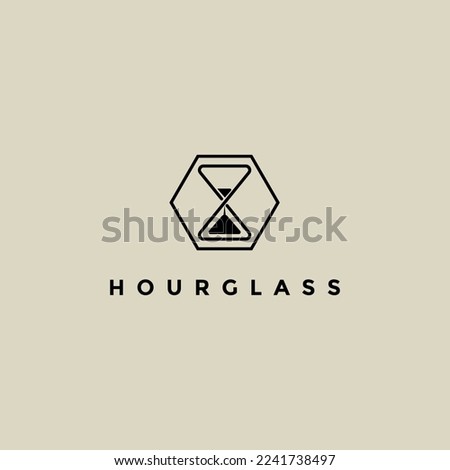 hourglass emblem logo icon vector vintage illustration design, deadline, clock