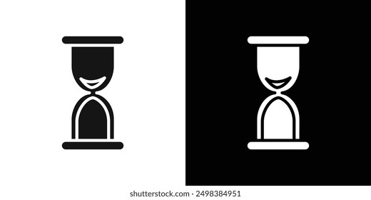 Hourglass end icon flat line symbol set.