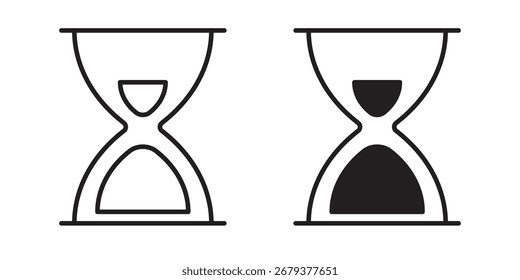 Hourglass end icon pacote de estilo plano e traçado em fundo branco. Ilustrações vetoriais