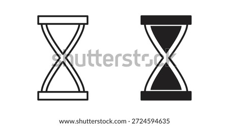 Hourglass end icon with line and silhouette versions.