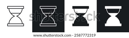 Hourglass end icon set black and white colors. Graphic Vector icons pack