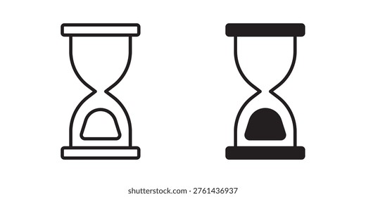 Hourglass end icon for web, design. Linear illustrations, editable strokes