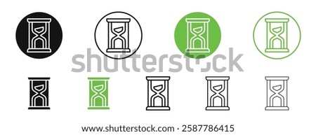 Hourglass end icons in black and green colors collection