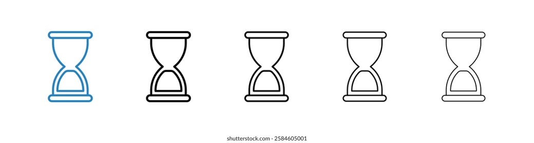 Hourglass end icons in five different stroke sizes
