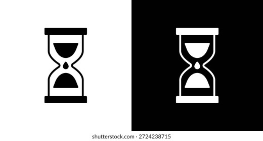 Concepto de Vector plano de los iconos del final del reloj de arena. Ilustraciones en blanco y negro