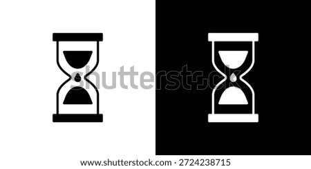 Hourglass end icons flat vector concept. Black and white illustrations