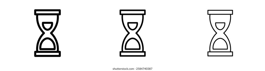 Hourglass end icons in three different stroke lines