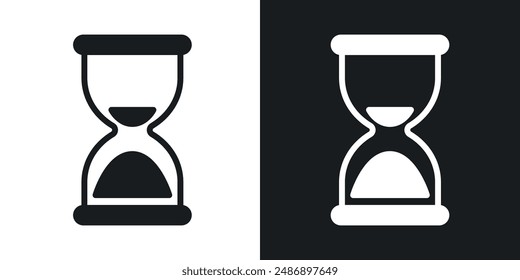 Icono del Vector del extremo del reloj de arena fijado en color blanco y negro sólido