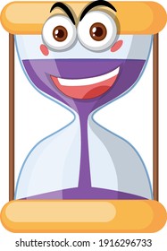 Hourglass with face expression on white background illustration