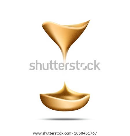 Hourglass Falling Sand Measuring Time Tool Vector. Countdown Sandglass Timer Flowing Sand Without Container. Retro Instrument For Counting Period Template Realistic 3d Illustration