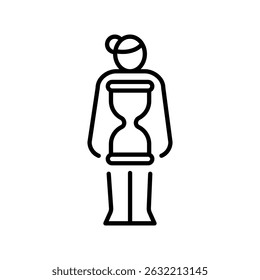 Hourglass female body type black line icon for digital and print projects. Minimal clean icons for apps and websites. Modern simple icons for UI UX and branding