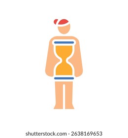 Hourglass female body type color flat icon for digital and print projects. Minimal clean icons for apps and websites. Modern simple icons for UI UX and branding