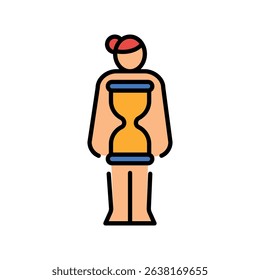 Hourglass female body type color flat icon for digital and print projects. Minimal clean icons for apps and websites. Modern simple icons for UI UX and branding