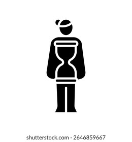 Ampulheta feminina tipo corpo cor ícone plano para projetos digitais e de impressão. Ícones mínimos de limpeza para aplicativos e sites. Ícones simples modernos para UI UX e branding