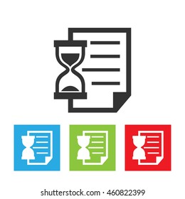 Hourglass file icon. Sand timer file symbol logo isolated on a white background. Flat vector illustration.