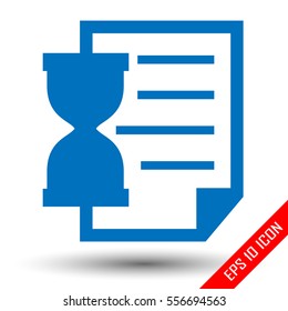 Hourglass file icon. Sand timer file symbol logo isolated on a white backgrounad. Vector illustration.
