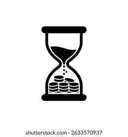 Hourglass Filled with Coins Depicting Time and Financial Investment