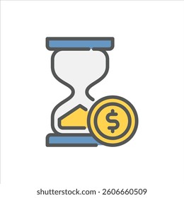 hourglass filled outline icon. hourglass color line illustration.