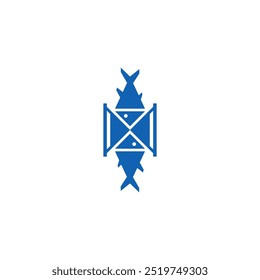 Hourglass and fish combination logo design.