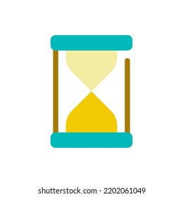 Hourglass flat color ui icon. Time-measuring device. Sand glass clock. Egg timer. Ancient timekeeping. Simple filled element for mobile app. Colorful solid pictogram. Vector isolated RGB illustration