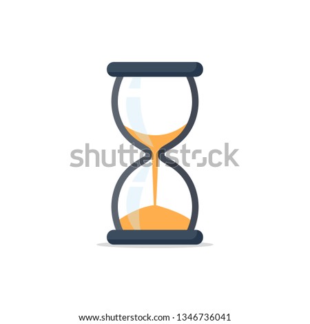Hourglass flat icon,closeup on a classic clean Hourglass flat
