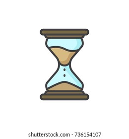 Hourglass flat line colored icon.