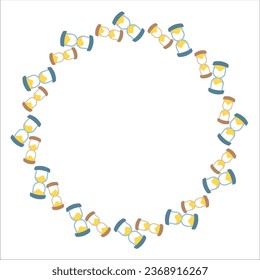 hourglass flat style art drawn round frame