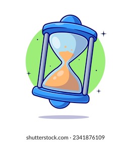 Hourglass Floating Cartoon Vector Icon Illustration. Business Object Icon Concept Isolated Premium Vector. Flat Cartoon Style