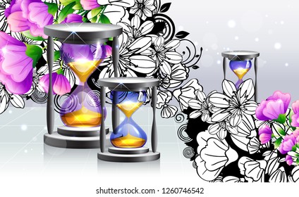 Hourglass with flora design
