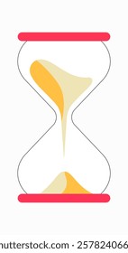 Hourglass With Flowing Sand In Flat Vector Illustration Symbolizing Time Management, Deadline, And Patience, Isolated On White Background