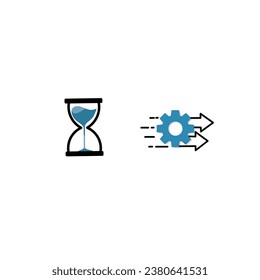 Hourglass. Forward gear. Time management symbol.vector illustration  