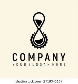 Sanduhr-Getriebe-Logo-Design-Element, Vektorvorlage