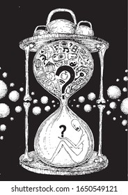 Hourglass with a girl sitting inside